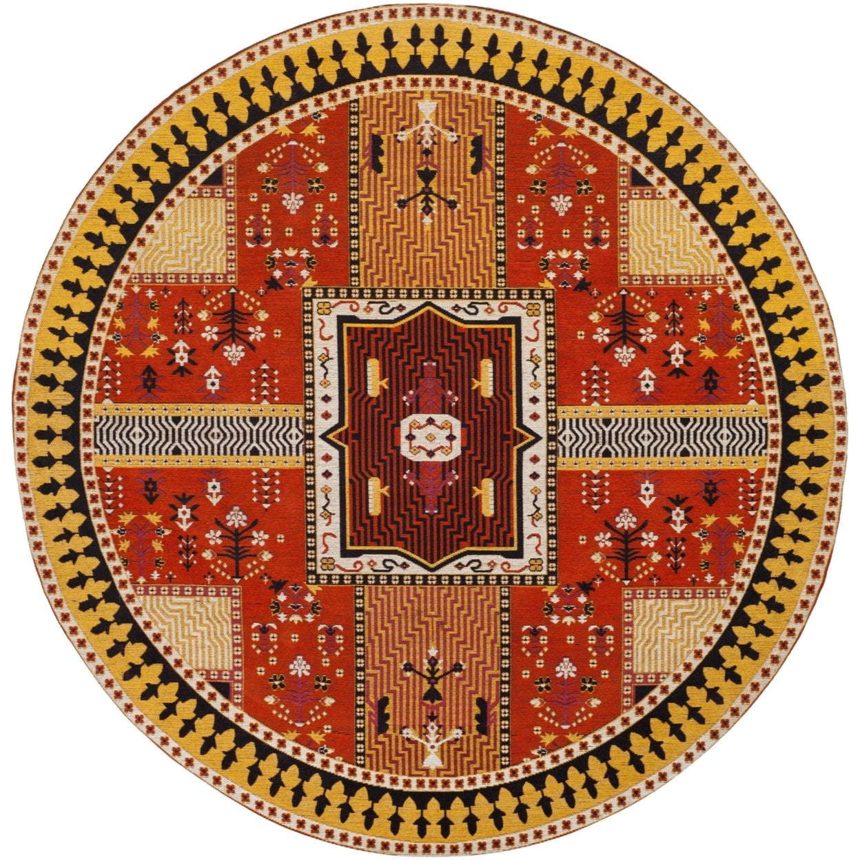SAFAVIEH Classic Vintage Seanna Geometric Bordered Cotton Area Rug, Orange/Gold, 4' x 6'