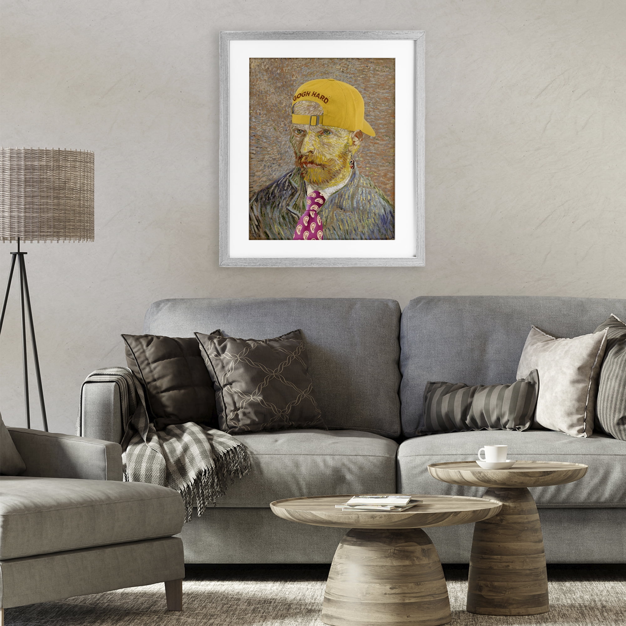 Van Gogh in Yellow hat Gray Framed Print Under Glass, design by Masters Redux