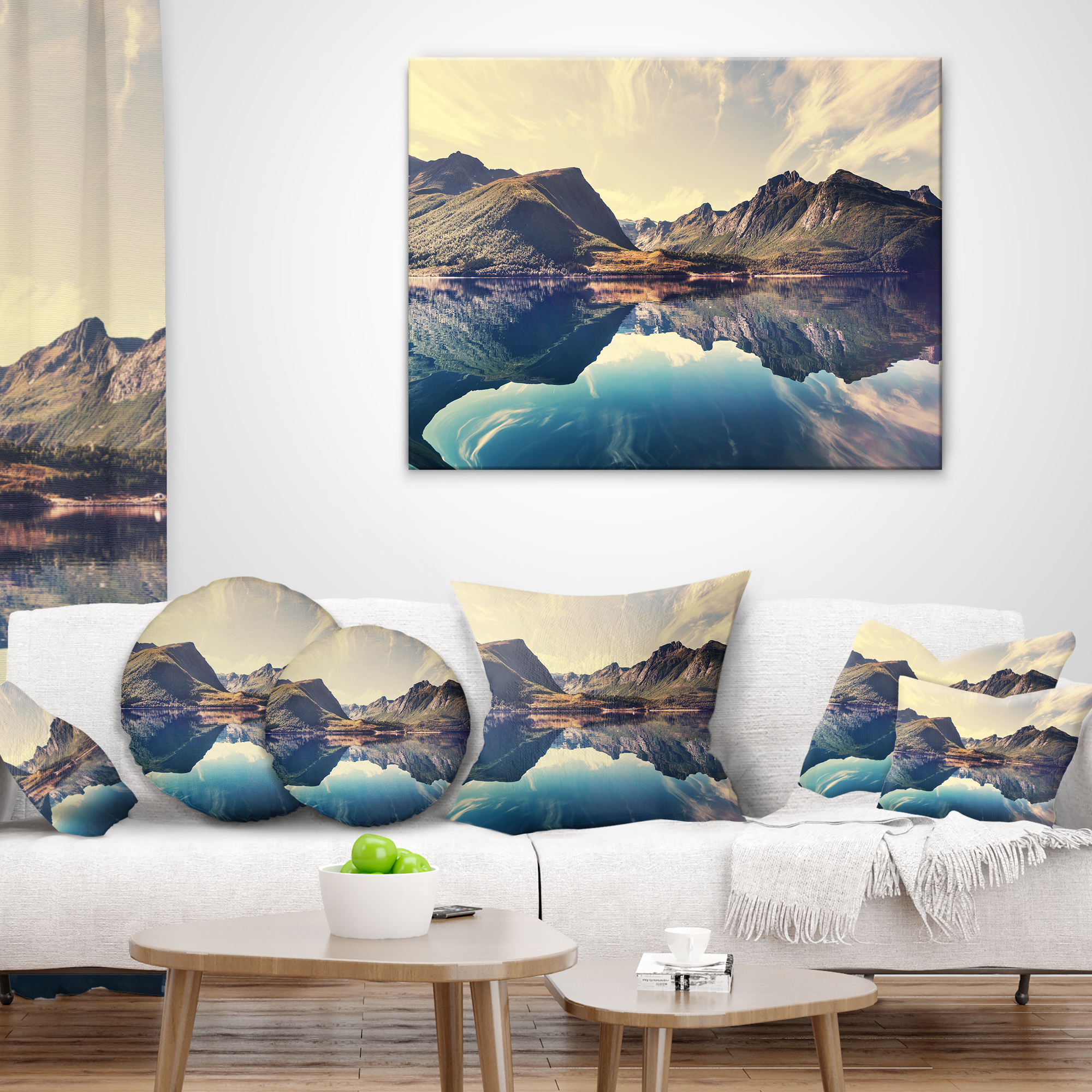 Designart Norway Summer Mountains - Landscape Photography Throw Pillow - 18x18