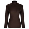 thumbnail image 4 of vigerkar Women's Turtleneck Shirts Ribbed Pullover Sweater Long Sleeves Tops Midweight Thermal Underwear Blouse (Coffee, M), 4 of 7
