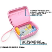 CM Pink Travel Case fits Asthma Inhaler Asthmanefrin, Free-breath Spacer Aero Chamber, Primatine Mist and More - Includes Hard Case Only