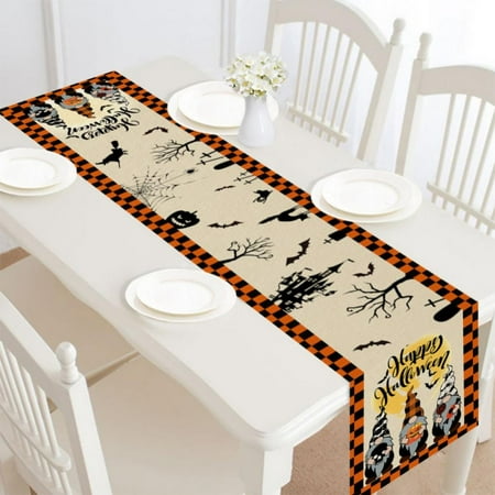 

Halloween Table Runner 71 Inches Long Burlap Halloween Table Decor Gray Black Table Runner Vintage Cool Skull Crow Raven Halloween Decor for Kitchen Indoor Home Party Room