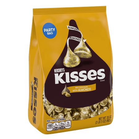 Hershey's Kisses Milk Chocolate Candy with Almonds, 35 Oz