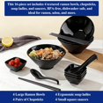 thumbnail image 5 of Ramen Bowl Set 40 oz of 4 with Dipping Bowls Chopsticks Spoons, Unbreakable  Style Plastic Noodle Soup Bowls for  Pho Soup Thai Miso Udon Wonton, 5 of 6