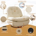 thumbnail image 6 of Muumblus Modern Beige Leather Recliner Swivel Glider Chair with Bluetooth USB Charger for Living Room, 6 of 12