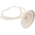 thumbnail image 3 of Double Sided Mirror with 360 Degree Rotation Table Top Heart Shape Makeup Cosmetic Mirror (Beige), 3 of 8