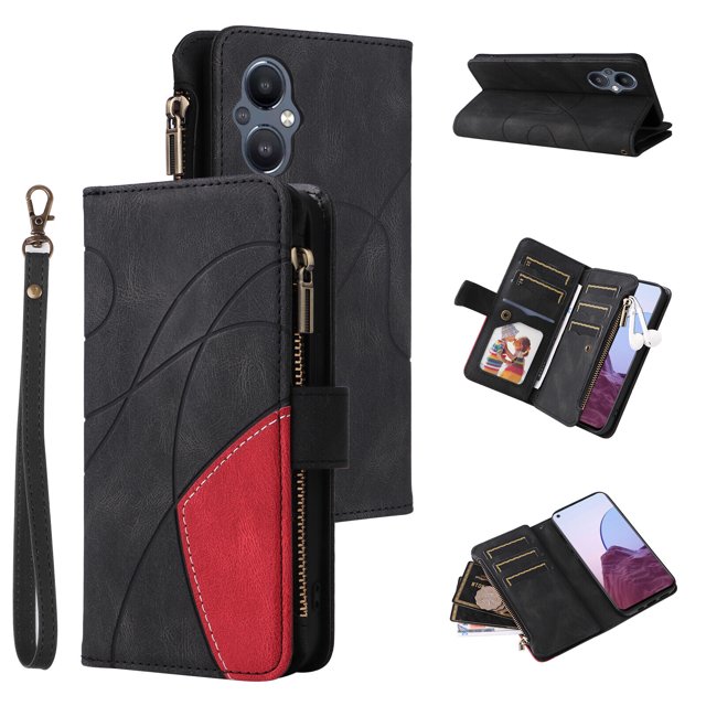 Compatible with OnePlus Nord N20 5G Wallet Case with Card Slots PU Leather Zipper Flip Folio Cover