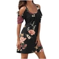 thumbnail image 2 of Leesechin Womens Plus Size Dresses Ladies Casual Loose Summer Floral Printed Tank Dress Beach Sundress off Shoulder Dresses, 2 of 5