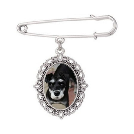 Black Dog Pet Animal Cute Picture Brooch Pin Dress Shirt Shawl Clips