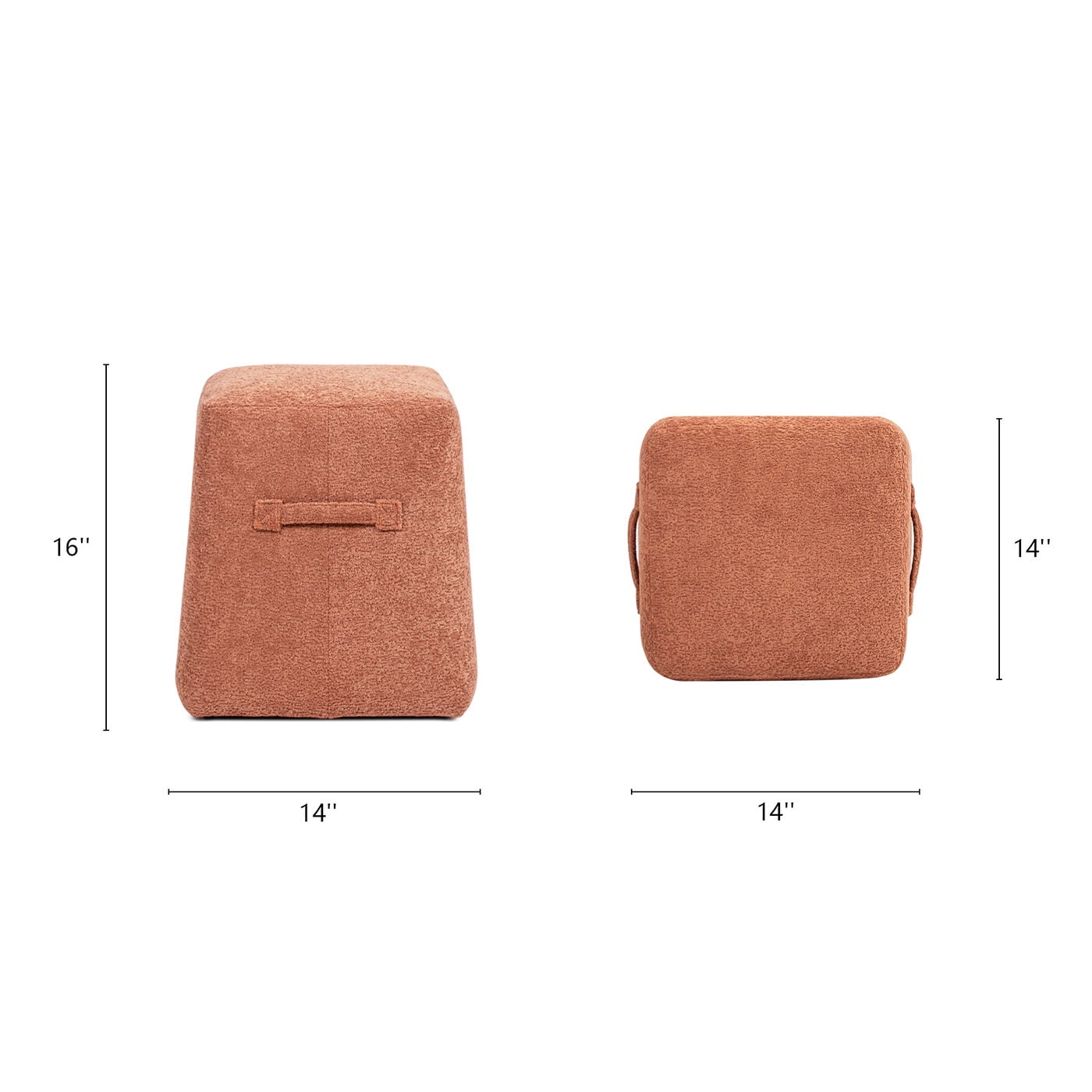 Ottomans With Storage Clyde 14" Tapered Square Upholstered Ottoman, Spice Orange,Living Room Ottomans