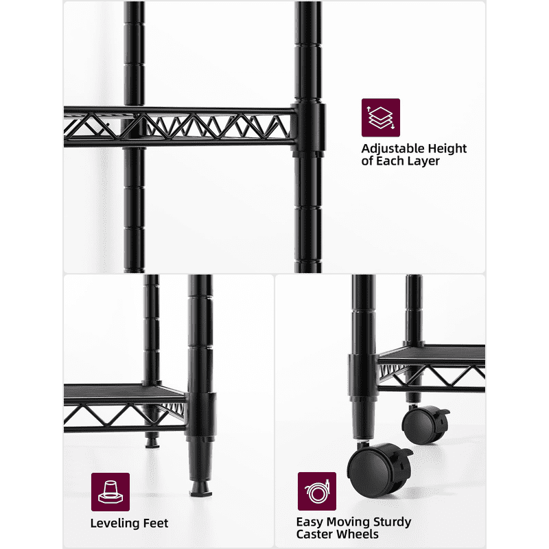 Simple Deluxe 5-Tier Heavy Duty Storage Shelving Unit, 1250 Lbs Loading Capacity, 29.92" W x 13.98" D x 61.02" H, Black