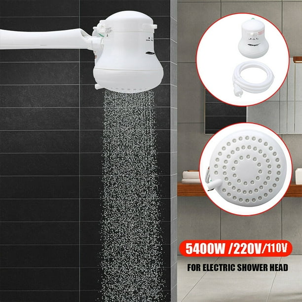 Automatic Instant Electric Shower Head 5400W 110V Instant Water Heater 5.7ft Hose Bracket, 25A