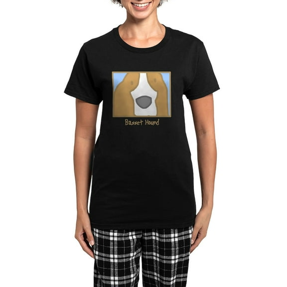CafePress - Generic_Basset_Black Women's Dark Pajamas - Women's Short Sleeve Print T-Shirt and Pants Dark Cotton Pajama Set