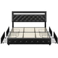Homfa King LED Bed Frame with 4 Storage Drawer, Upholstered Platform