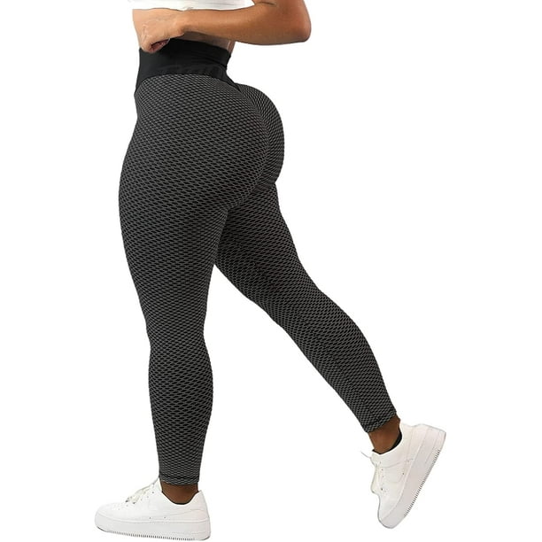 Women's High Waist Yoga Pants Tummy Control Scrunched Booty Leggings  Workout Running Butt Lift Textured Tights - Walmart.com