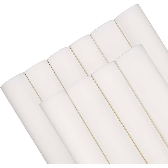 10 rollos de tela de vinilo impermeable de PVC liso de color sólido blanco
