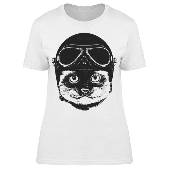Siamese Cat Pilot Helmet.  T-Shirt Women -Image by Shutterstock, Female Small