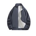 thumbnail image 2 of RXIRUCGD Man Solid Color Fleece Pockets Zipper Coat, Dark Gray, Size: XL, 2 of 7