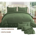 thumbnail image 2 of 3 Piece Luxury 5 Inch Two Layer Ruffle Comforter 550 GSM All Season (Oversized King Size) Premium Super Soft - 800 TC, 100% Egyptian Cotton- Solid Moss Colour, 2 of 7