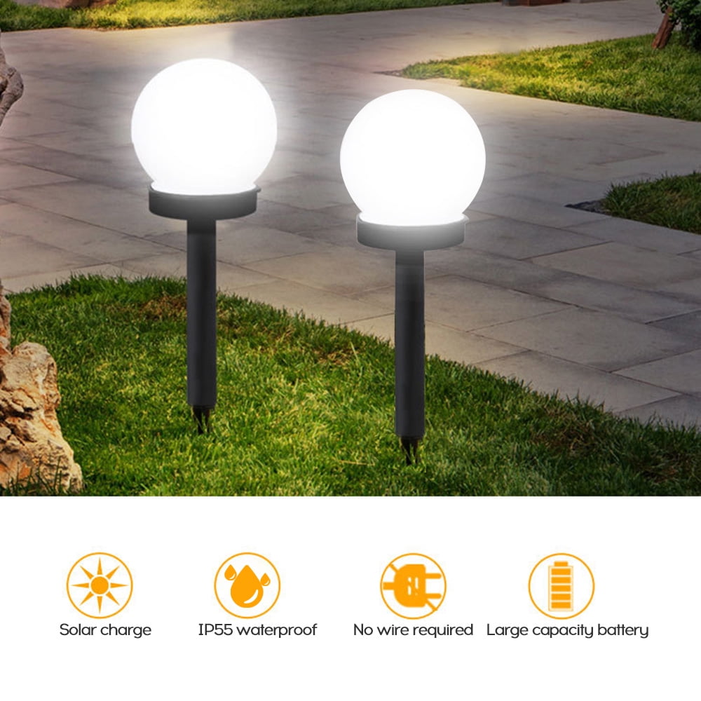 2pcs Led Solar Ball Light Garden Lawn Lamp Ground Light Outdoor Waterproof Walmart Com