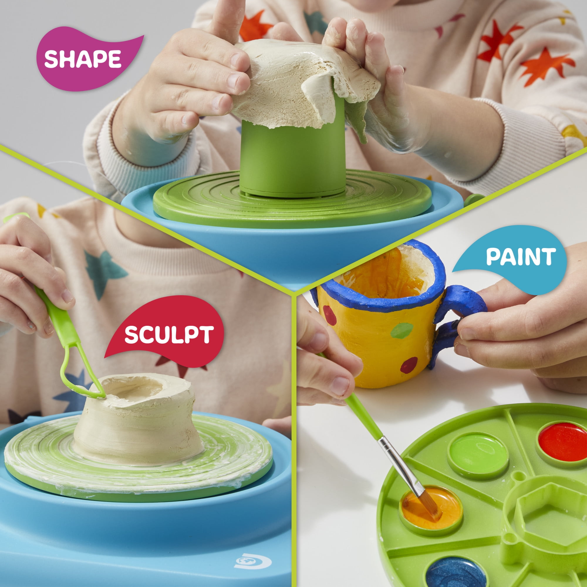 Discovery™ Pottery Studio Motorized Clay Art Station, Includes Wheel, 3 Molds, Tools, Paints, and Air-Dry Clay