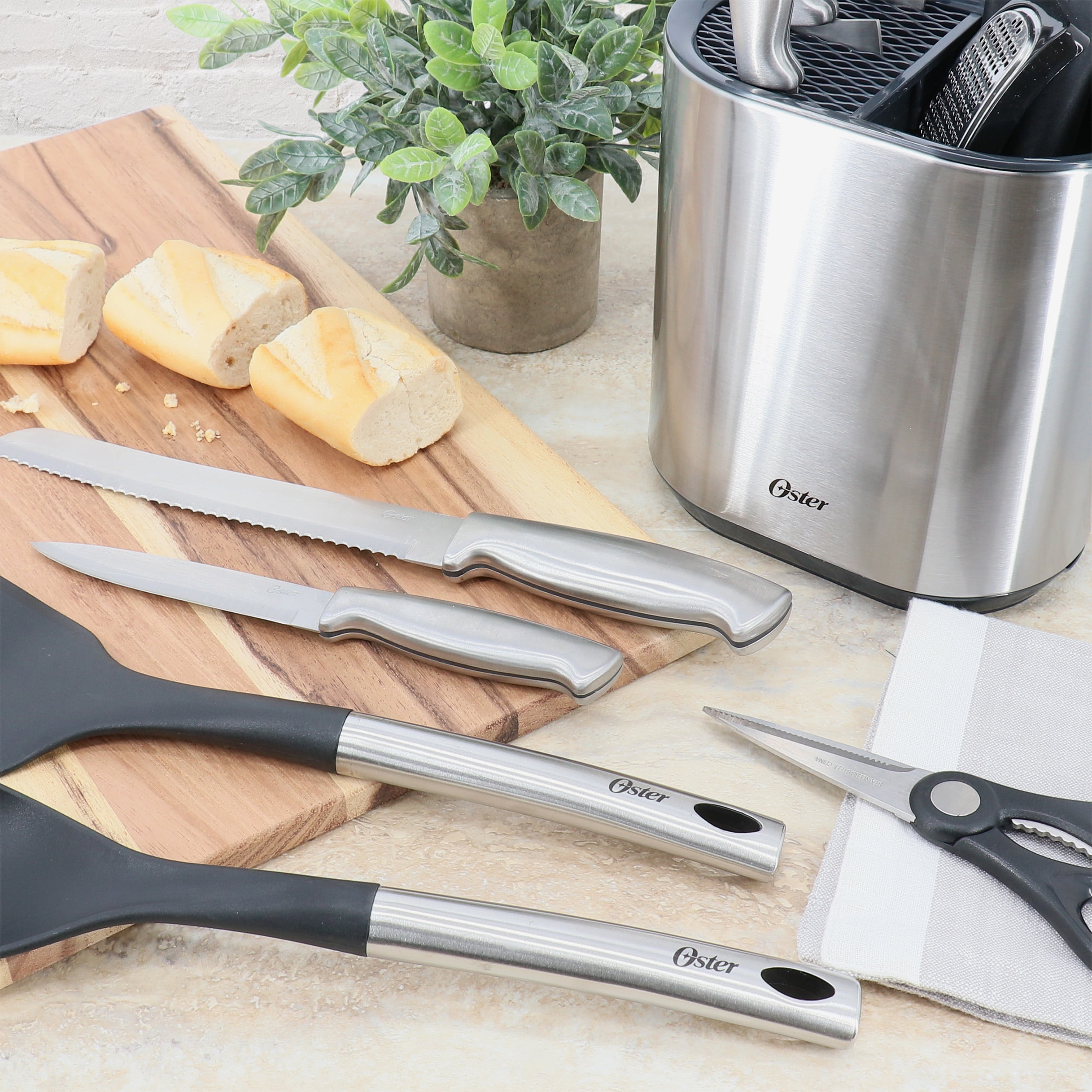Oster Baldwyn 12 Piece Stainless Steel and Nylon Kitchen Tool and Cutlery Set