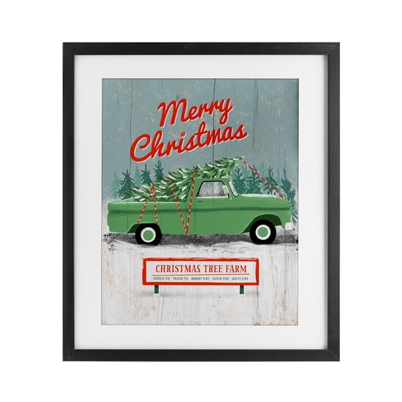 Stupell Industries Rustic Tree Farm & Truck Black Framed Print Under Glass design by Jilly Jack Designs, 16 x 13