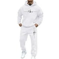 thumbnail image 2 of Dwelliawo Men's Tracksuit 2 Piece Hoodie and Sweatpants Solid Color Relaxed Fit Pullover Hoodies Joggers Sport Pants Set Sweat Fall Winter Suits with Pockets White M, 2 of 5