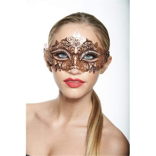 Classic Crowne Rose Gold Laser Cut Masquerade Mask with Clear ...