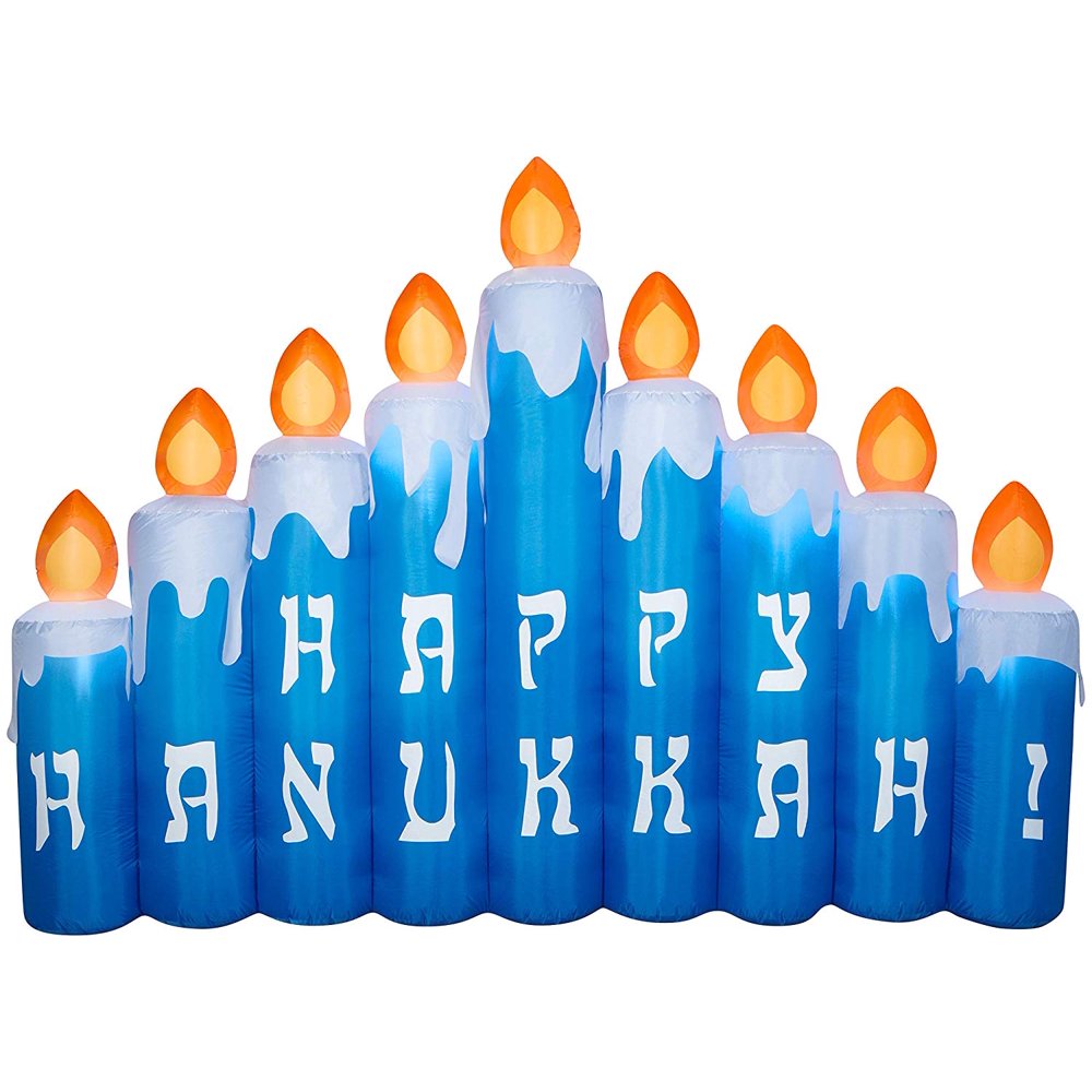 Gemmy Airblown Inflatable 8 1/2' Happy Hanukkah Candle Scene Yard Decoration