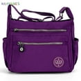 thumbnail image 2 of BadPiggies Women's Waterproof Nylon Crossboby Shoulder Bag Casual Messenger Bag Handbag with Zipper Pockets (Purple), 2 of 9