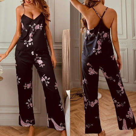 

Yubatuo Lingerie for Women Sling Pajamas Nightdress Lingerie Underwear Sleepwear Printed Nightdress
