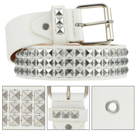 FRCOLOR  Fashionable Rivet Belt Waist for Women Ratchet Miss Man White