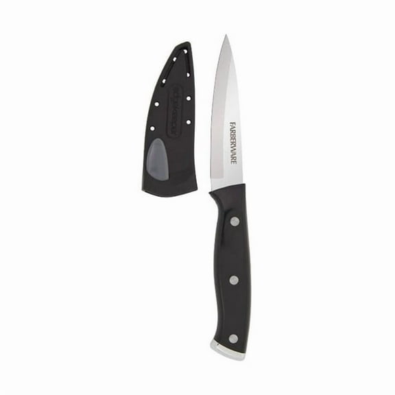 Farberware 3.5-Inch Paring Knife Black: Stainless Steel Kitchen Knife, Riveted Handle, Hand Wash