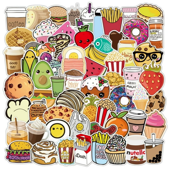 Stickers, 100 PCS Pack, Waterproof Cute Cool Teens Funny Theme Stickers, DIY Fashion Trendy Creative Decal Skin, Personalized Your Own MacBook , Laptop, Guitar, Luggage, Skateboard, Car (Foodie)