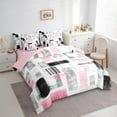 thumbnail image 3 of Manfei Ombre Stripe Twin Bedding Sets 7pcs for Girls, White Pink Gray Bedding Comforter Set, Contemporary Watercolor Sheet Sets, Luxury Bedroom Decor, 3 of 8