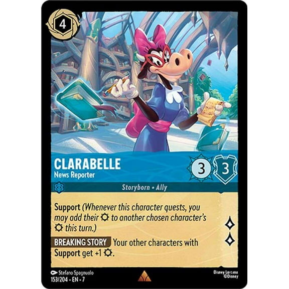 Disney Lorcana Archazia's Island Rare Clarabelle - News Reporter #153
