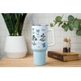 thumbnail image 5 of Vaso de acero inoxidable Silver Buffalo Disney Lilo and Stitch, diseño vintage de palmeras y flores, con asa y pajita, cabe en un portavasos estándar, 40 onzas, 5 of 5
