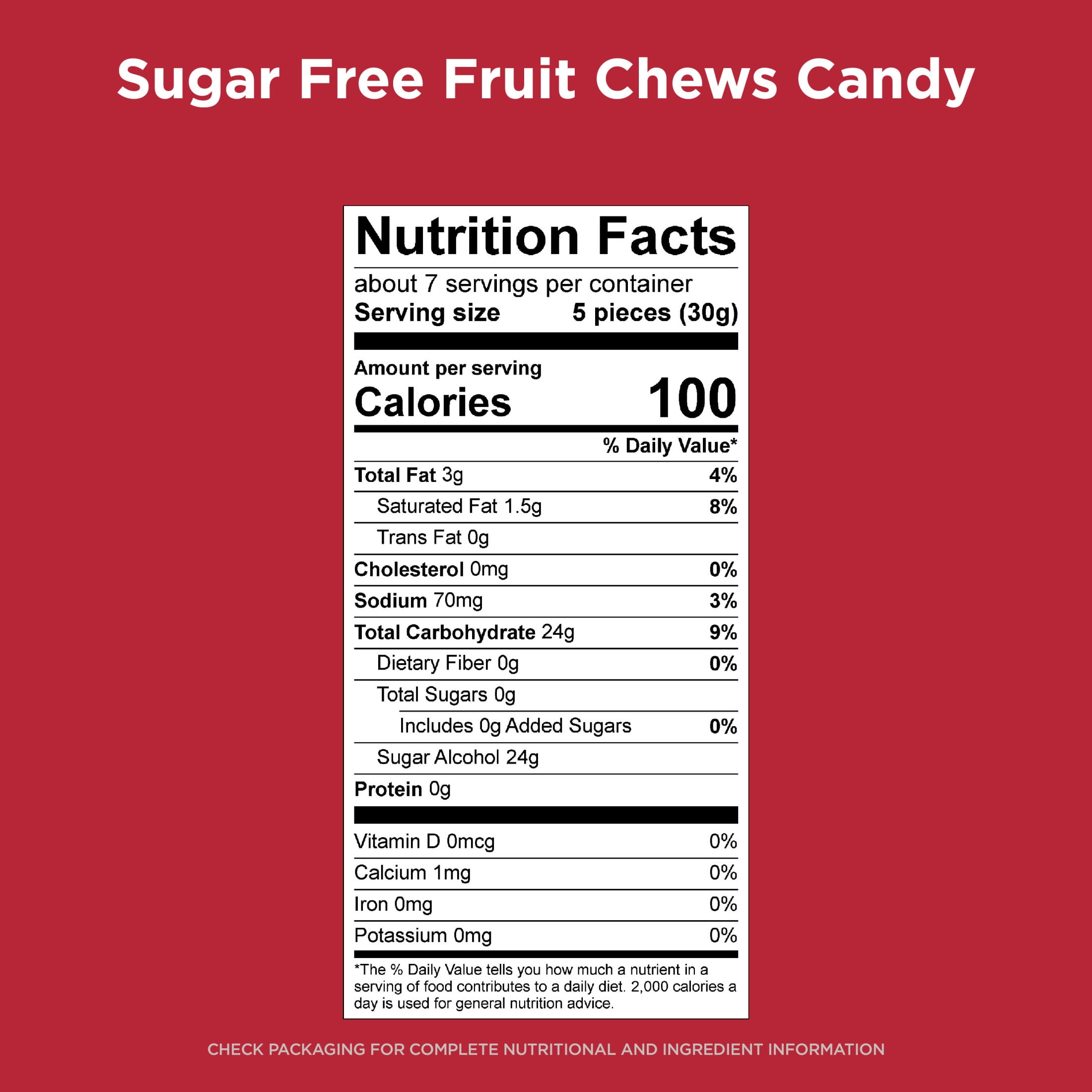 RUSSELL STOVER Sugar Free Fruit Chews Candy, 7.5 oz. bag