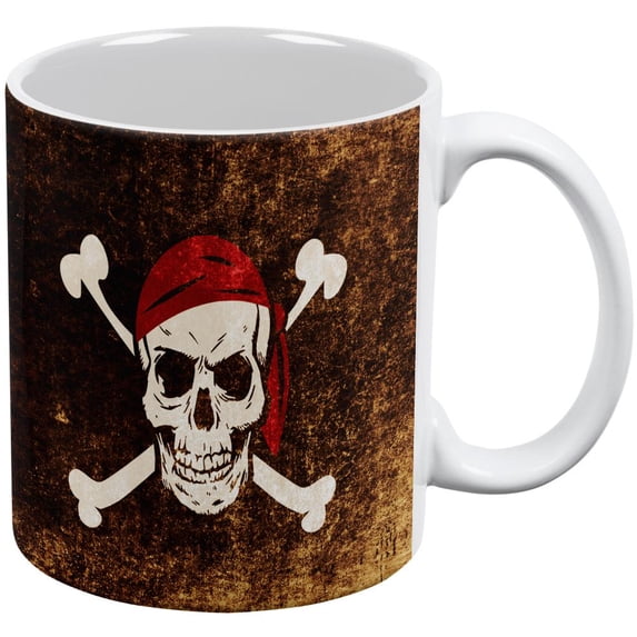 Jolly Roger Pirate Flag Distressed Grunge All Over Coffee Mug