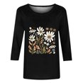 thumbnail image 4 of Yuwull Happy Thanksgiving Shirts for Women, Women's Fashion Printing Classic 3/4 Sleeve T-shirt Round Neck Tops, 4 of 4