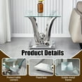 thumbnail image 2 of 23.62" Square Glass End Table with Tempered Glass Top and Modern U-Shaped Stainless Steel Base, Perfect for Living Room and Bedroom, 2 of 7
