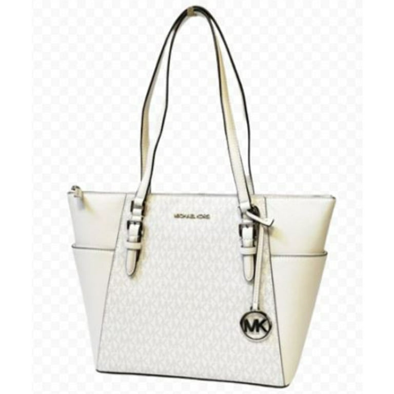 Michael Kors Womens Charlotte Large Logo and Leather Top-Zip