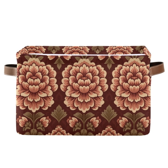 Storage Bins with Handle Fabric Organizer Basket Foldable Box 1 Pack Elegant Large Flower 14.2x10.2x8.3