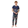 thumbnail image 3 of Odeerbi Christmas Pajamas for Family Holiday Short Sleeve Family Christmas Pajamas Matching Sets Dad Casual Print Top with Bottom Outfits Home Wear Sleepwear Family Matching PJs Set Blue, 3 of 6