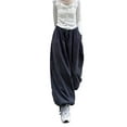 thumbnail image 2 of hirigin Women Corduroy Harem Pants Casual Solid Color Loose Elastic Drawstring High Waist Wide Leg Trouser Streetwear, 2 of 8