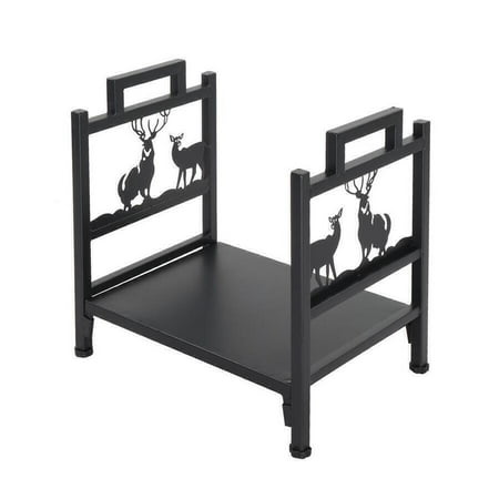 

Firewood Rack Wood Log Holder Black Steel 17x17 Inches