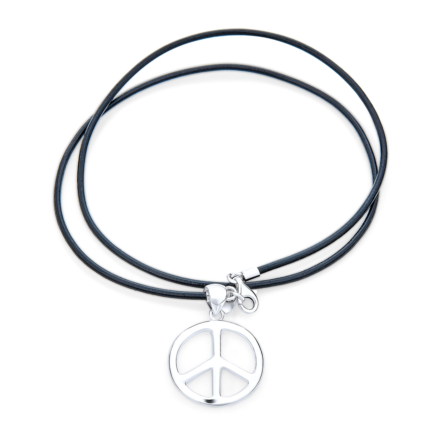 Shell Peace Sign Pendant Necklace Choker Charm with Black Cord