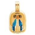 thumbnail image 2 of Precious Stars 14K Yellow Solid Gold and Enamel Virgin Mary Religious Pendant with 20" Chain Necklace, 2 of 7