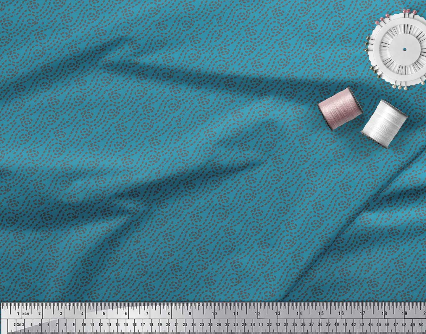Soimoi Blue Silk Fabric Brush Stroke Abstract Print Fabric by the Yard 42 Inch Wide
